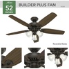 image:imageHunter Builder Plus Indoor Ceiling Fan Pull Chain 52 inch Snow White  with LED Lights Standard Mount 5 Blades For Bedroom Living Room Includes Bulbs 53236New Bronze