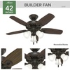 image:imageHunter Builder Plus Indoor Ceiling Fan Pull Chain 52 inch Snow White  with LED Lights Standard Mount 5 Blades For Bedroom Living Room Includes Bulbs 53236New Bronze