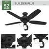 image:imageHunter Builder Plus Indoor Ceiling Fan Pull Chain 52 inch Snow White  with LED Lights Standard Mount 5 Blades For Bedroom Living Room Includes Bulbs 53236Matte Black