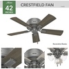 image:imageHunter Crestfield Indoor Ceiling Fan Quiet 42 inch Fresh White  with LED Lights and Pull Chain Low Profile Flush Mount 5 Blades For Bedroom Living Room Kitchen 52152Matte Silver