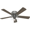 image:imageHunter Crestfield Indoor Ceiling Fan Quiet 42 inch Fresh White  with LED Lights and Pull Chain Low Profile Flush Mount 5 Blades For Bedroom Living Room Kitchen 52152Matte Silver