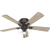 image:imageHunter Crestfield Indoor Ceiling Fan Quiet 42 inch Fresh White  with LED Lights and Pull Chain Low Profile Flush Mount 5 Blades For Bedroom Living Room Kitchen 52152Noble Bronze