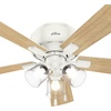 image:imageHunter Crestfield Indoor Ceiling Fan Quiet 42 inch Fresh White  with LED Lights and Pull Chain Low Profile Flush Mount 5 Blades For Bedroom Living Room Kitchen 52152Fresh White