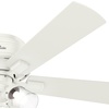 image:imageHunter Crestfield Indoor Ceiling Fan Quiet 42 inch Fresh White  with LED Lights and Pull Chain Low Profile Flush Mount 5 Blades For Bedroom Living Room Kitchen 52152Fresh White