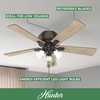 image:imageHunter Crestfield Indoor Ceiling Fan Quiet 42 inch Fresh White  with LED Lights and Pull Chain Low Profile Flush Mount 5 Blades For Bedroom Living Room Kitchen 52152Noble Bronze