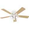 image:imageHunter Crestfield Indoor Ceiling Fan Quiet 42 inch Fresh White  with LED Lights and Pull Chain Low Profile Flush Mount 5 Blades For Bedroom Living Room Kitchen 52152Fresh White