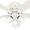 image:imageHunter Crestfield Indoor Ceiling Fan Quiet 42 inch Fresh White  with LED Lights and Pull Chain Low Profile Flush Mount 5 Blades For Bedroom Living Room Kitchen 52152Fresh White