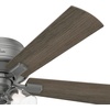 image:imageHunter Crestfield Indoor Ceiling Fan Quiet 42 inch Fresh White  with LED Lights and Pull Chain Low Profile Flush Mount 5 Blades For Bedroom Living Room Kitchen 52152Matte Silver