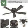 image:imageHunter Crestfield Indoor Ceiling Fan Quiet 42 inch Fresh White  with LED Lights and Pull Chain Low Profile Flush Mount 5 Blades For Bedroom Living Room Kitchen 52152Noble Bronze
