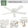 image:imageHunter Crestfield Indoor Ceiling Fan Quiet 42 inch Fresh White  with LED Lights and Pull Chain Low Profile Flush Mount 5 Blades For Bedroom Living Room Kitchen 52152Fresh White