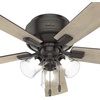 image:imageHunter Crestfield Indoor Ceiling Fan Quiet 42 inch Fresh White  with LED Lights and Pull Chain Low Profile Flush Mount 5 Blades For Bedroom Living Room Kitchen 52152Noble Bronze