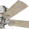 image:imageHunter Crestfield Indoor Ceiling Fan Quiet 42 inch Fresh White  with LED Lights and Pull Chain Low Profile Flush Mount 5 Blades For Bedroom Living Room Kitchen 52152Brushed Nickel