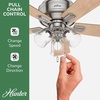 image:imageHunter Crestfield Indoor Ceiling Fan Quiet 42 inch Fresh White  with LED Lights and Pull Chain Low Profile Flush Mount 5 Blades For Bedroom Living Room Kitchen 52152Brushed Nickel