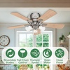image:imageHunter Crestfield Indoor Ceiling Fan Quiet 42 inch Fresh White  with LED Lights and Pull Chain Low Profile Flush Mount 5 Blades For Bedroom Living Room Kitchen 52152Brushed Nickel