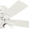 image:imageHunter Crestfield Indoor Ceiling Fan Quiet 42 inch Fresh White  with LED Lights and Pull Chain Low Profile Flush Mount 5 Blades For Bedroom Living Room Kitchen 52152Fresh White