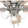 image:imageHunter Crestfield Indoor Ceiling Fan Quiet 42 inch Fresh White  with LED Lights and Pull Chain Low Profile Flush Mount 5 Blades For Bedroom Living Room Kitchen 52152Brushed Nickel