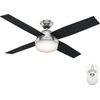 image:imageHunter Dempsey Indoor Ceiling Fan Modern 4 Blades 44 inch Fresh White  with LED Light and Remote Control Standard Mount For Bedroom Living Room Kitchen 59246Brushed Nickel  Chocolate Oak