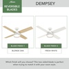 image:imageHunter Dempsey Indoor Ceiling Fan Modern 4 Blades 44 inch Fresh White  with LED Light and Remote Control Standard Mount For Bedroom Living Room Kitchen 59246Fresh White