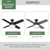 image:imageHunter Dempsey Indoor Ceiling Fan Modern 4 Blades 44 inch Fresh White  with LED Light and Remote Control Standard Mount For Bedroom Living Room Kitchen 59246Matte Black