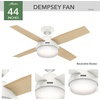 image:imageHunter Dempsey Indoor Ceiling Fan Modern 4 Blades 44 inch Fresh White  with LED Light and Remote Control Standard Mount For Bedroom Living Room Kitchen 59246Fresh White