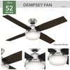 image:imageHunter Dempsey Indoor Ceiling Fan Modern 4 Blades 44 inch Fresh White  with LED Light and Remote Control Standard Mount For Bedroom Living Room Kitchen 59246Brushed Nickel  Chocolate Oak