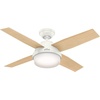 image:imageHunter Dempsey Indoor Ceiling Fan Modern 4 Blades 44 inch Fresh White  with LED Light and Remote Control Standard Mount For Bedroom Living Room Kitchen 59246Fresh White