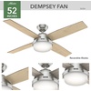 image:imageHunter Dempsey Indoor Ceiling Fan Modern 4 Blades 44 inch Fresh White  with LED Light and Remote Control Standard Mount For Bedroom Living Room Kitchen 59246Brushed Nickel  Light Gray Oak