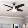 image:imageHunter Dempsey Indoor Ceiling Fan Modern 4 Blades 44 inch Fresh White  with LED Light and Remote Control Standard Mount For Bedroom Living Room Kitchen 59246Brushed Nickel  Chocolate Oak