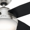image:imageHunter Dempsey Indoor Ceiling Fan Modern 4 Blades 44 inch Fresh White  with LED Light and Remote Control Standard Mount For Bedroom Living Room Kitchen 59246Brushed Nickel  Chocolate Oak