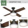 image:imageHunter Dempsey Indoor Ceiling Fan Modern 4 Blades 44 inch Fresh White  with LED Light and Remote Control Standard Mount For Bedroom Living Room Kitchen 59246Noble Bronze