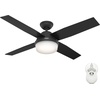 image:imageHunter Dempsey Indoor Ceiling Fan Modern 4 Blades 44 inch Fresh White  with LED Light and Remote Control Standard Mount For Bedroom Living Room Kitchen 59246Matte Black