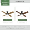 image:imageHunter Dempsey Indoor Ceiling Fan Modern 4 Blades 44 inch Fresh White  with LED Light and Remote Control Standard Mount For Bedroom Living Room Kitchen 59246Noble Bronze
