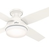 image:imageHunter Fan 44 inch Low Profile Fresh White IndoorOutdoor Ceiling Fan with Light Kit and Remote Control Renewed