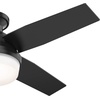 image:imageHunter Fan 44 inch Low Profile Matte Black IndoorOutdoor Ceiling Fan with Light Kit and Remote Control for Bedroom Living Room Dining Room Kitchen Office Renewed