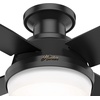 image:imageHunter Fan 44 inch Low Profile Matte Black IndoorOutdoor Ceiling Fan with Light Kit and Remote Control for Bedroom Living Room Dining Room Kitchen Office Renewed