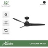 image:imageHunter Fan 52 Inch Matte Black Ceiling Fan with 3 Blades IndoorOutdoor Ceiling Fan for Living Room Bedroom Farmhouse Kitchen Patio Renewed
