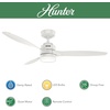image:imageHunter Fan 52 inch Ceiling Fan with Light Outdoor or Indoor White Ceiling Fan for Porch Living Room Office Kitchen Garage 3 Blades Renewed
