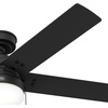 image:imageHunter Fan 52 inch Ceiling Fan with Light and Pull Chain Outdoor or Indoor Matte Black Ceiling Fan for Porch Living Room Office Kitchen Garage 5 Blades Renewed