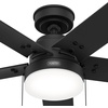 image:imageHunter Fan 52 inch Ceiling Fan with Light and Pull Chain Outdoor or Indoor Matte Black Ceiling Fan for Porch Living Room Office Kitchen Garage 5 Blades Renewed