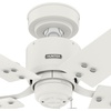 image:imageHunter Fan 52 inch Ceiling Fan with No Light Outdoor or Indoor Matte White Ceiling Fan with Pull Chain for Porch Living Room Office Kitchen Garage 5 Blades Renewed