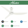 image:imageHunter Fan 52 inch Ceiling Fan with No Light Outdoor or Indoor Matte White Ceiling Fan with Remote for Porch Living Room Office Kitchen Garage 3 Blades Renewed