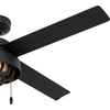 image:imageHunter Fan 52 inch Contemporary Matte Black Outdoor Ceiling Fan with LED Light Kit and Pull Chain Renewed