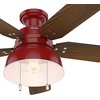 image:imageHunter Fan 52 inch Low Profile Barn Red IndoorOutdoor Ceiling Fan with Light Kit Renewed