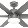image:imageHunter Fan 60 inch Casual Matte Silver IndoorOutdoor Ceiling Fan with Lights for Patio Farmhouse Bedroom Living RoomFamily Room Dining Room Kitchen Office Renewed