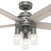 image:imageHunter Fan Company 51331 44 inch Hardwick Fresh White Ceiling Fan with LED Light Kit and Handheld RemoteMatte Silver
