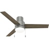 image:imageHunter Fan Company 51972 52 inch Brunner Matte White Low Profile Ceiling Fan with LED Light Kit and Pull Chain  Modern Low Profile Mount Pull Chain 3 Blades For Bedroom Living Room 51972Matte Silver