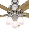image:imageHunter Fan Company 53338 52 inch Donegan Brushed Nickel Ceiling Fan with LED Light Kit and Pull Chain
