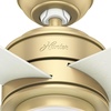 image:imageHunter Hepburn Indoor Ceiling Fan with LED Light 44 inch Modern Brass  Standard Mount Wall Control 4 Blades For Bedroom Living Room Kitchen Includes Bulbs 52313Modern Brass