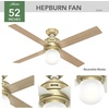 image:imageHunter Hepburn Indoor Ceiling Fan with LED Light 44 inch Modern Brass  Standard Mount Wall Control 4 Blades For Bedroom Living Room Kitchen Includes Bulbs 52313Modern Brass