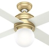 image:imageHunter Hepburn Indoor Ceiling Fan with LED Light 44 inch Modern Brass  Standard Mount Wall Control 4 Blades For Bedroom Living Room Kitchen Includes Bulbs 52313Modern Brass